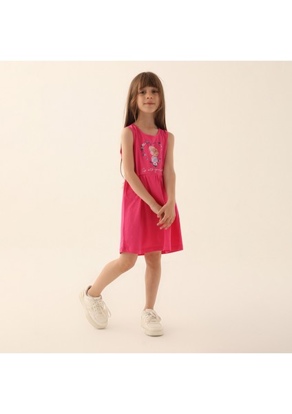 D4867-3 Kız Çocuk Elbise Fuşya