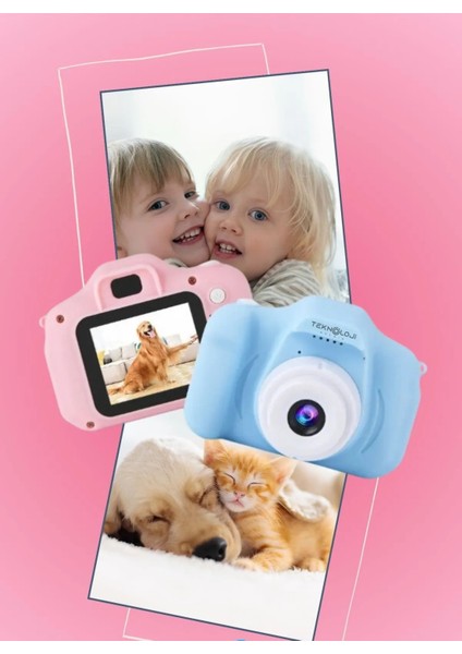Arell Teknoloji Çocuk Kamerası Dijital Fotoğraf Makinesi Mini 1080P Hd Kamera Hafıza Kart Hediyeli