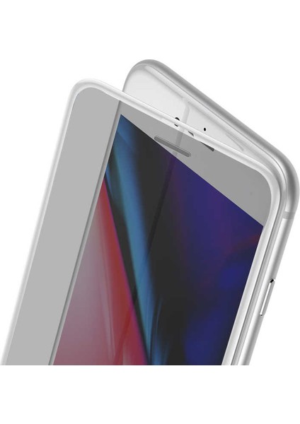 Apple iPhone 8 Ekran Koruyucu Anti-Dust Hayalet Temperli Cam Beyaz