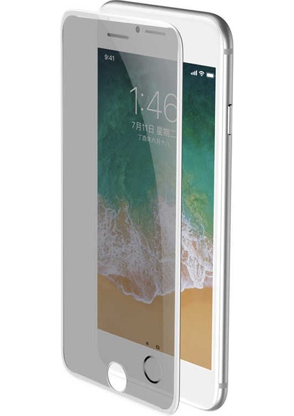 Apple iPhone 8 Ekran Koruyucu Anti-Dust Hayalet Temperli Cam Beyaz