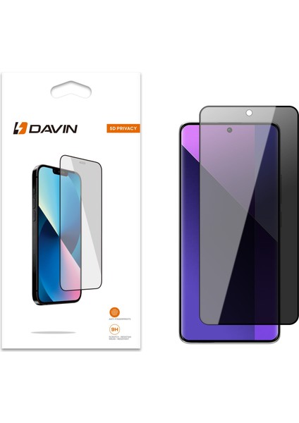 Redmi Note 13 Pro Plus 5g Ekran Koruyucu Davin 5d Privacy Cam Ekran Koruyucu Siyah