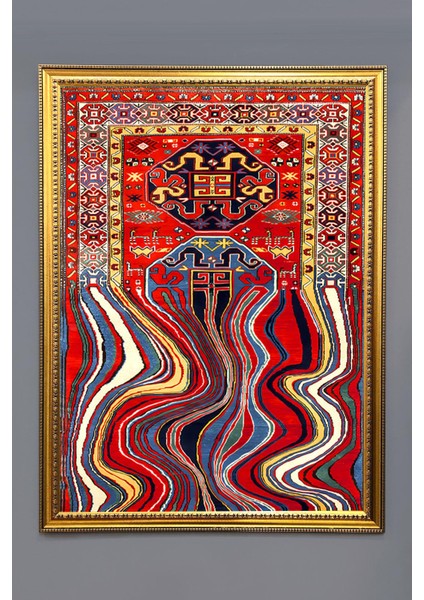 Dekoratif Modern Desenli Çerçeveli Kumaş Baskı Tablo 50x70cm