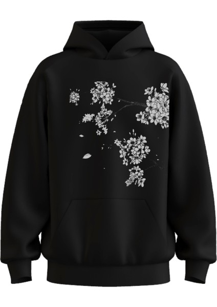 Oversize 'flowers Of Spring' Baskılı Kapşonlu Hoodie Sweatshirt