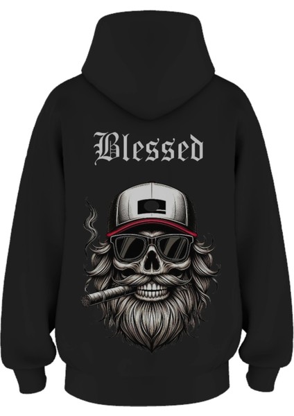 Oversize 'blessedd' Baskılı Kapşonlu Hoodie Sweatshirt