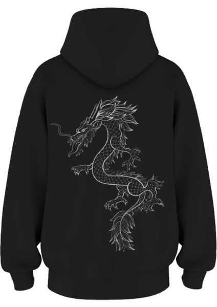 Oversize 'fıre Snake' Baskılı Kapşonlu Hoodie Sweatshirt