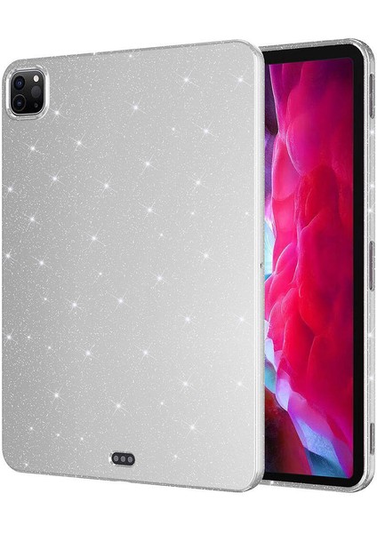 iPad Pro 11 2.Nesil 2020 A2228-A2068-A2230-A2231 Simli Parlak Görünümlü Koton Kılıf - Gümüş