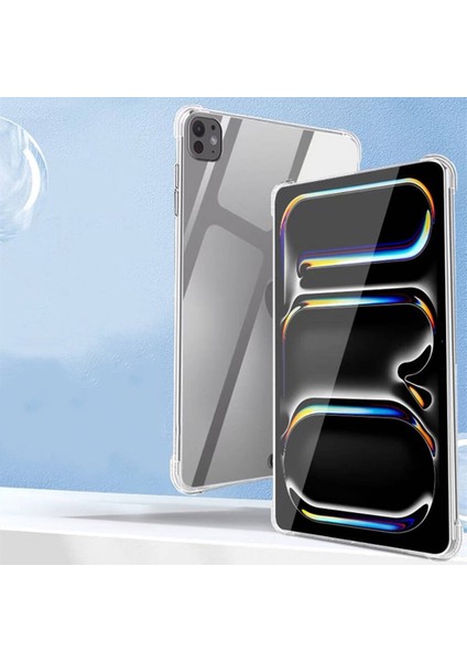 iPad Pro 11 M4 2024 A2836-A2837-A3006 Köşe Korumalı Anti Shock Silikon Kapak - Şeffaf