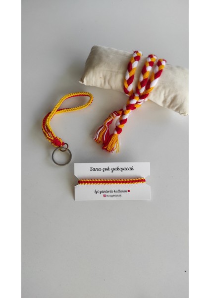 Sarı, Kırmızı, Galatasaray, Göztepe Bileklik, Anahtarlık, Örgü Ipi, Erkek Hediyesi, Sevgiliye hediye