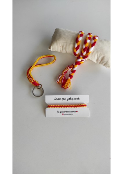 Sarı, Kırmızı, Galatasaray, Göztepe Bileklik, Anahtarlık, Örgü Ipi, Erkek Hediyesi, Sevgiliye hediye fiyatları