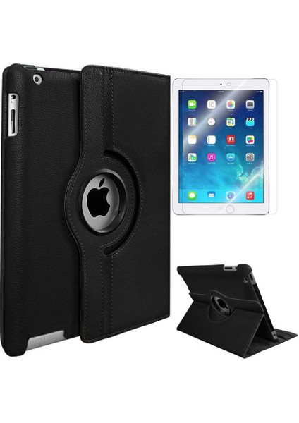 iPad 2.3.4 9.7.İnç A1395-A1396-A1397-A1416-A1430-A1403-A1458-A1459-A1460 Yatay Dikey Dönen Standlı Kılıf - Mavi