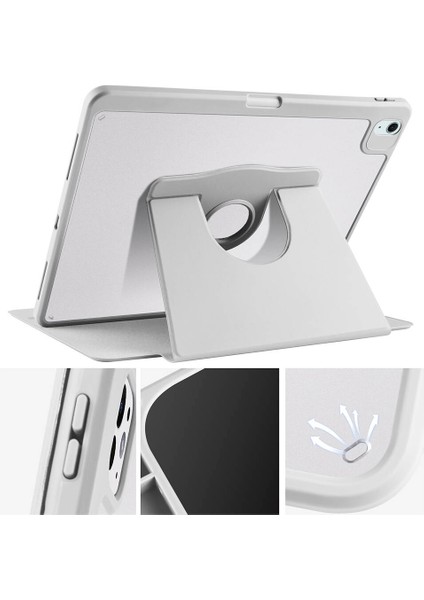 Apple iPad Pro 12.9.inç 6.nesil 2022 A2436-A2437-A2764 - Kılıf Kalem Bölmeli Dönen Termik Standlı Kılıf - Koyu Yeşil