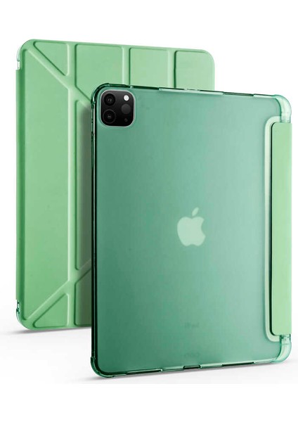 Apple iPad Pro 11 2.nesil 2020 A2228-A2068-A2230-A2231 - Kılıf Kalem Bölmeli Standlı Tri Folding Kılıf - Mor