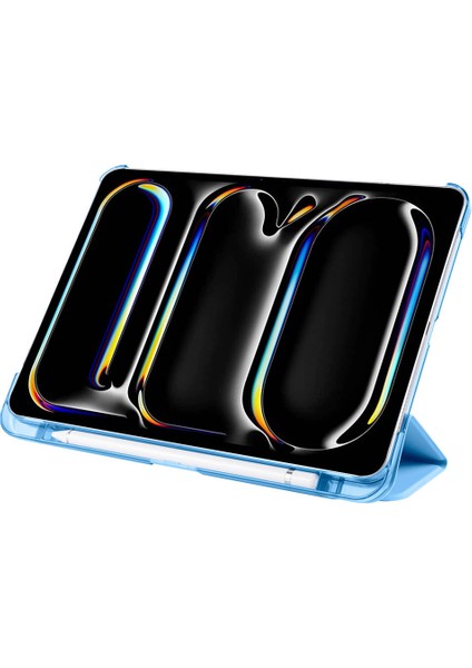 iPad Pro 11 M4 2024 A2836-A2837-A3006 Smart Cover Kalem Bölmeli Standlı 1-1 Kılıf - Gri