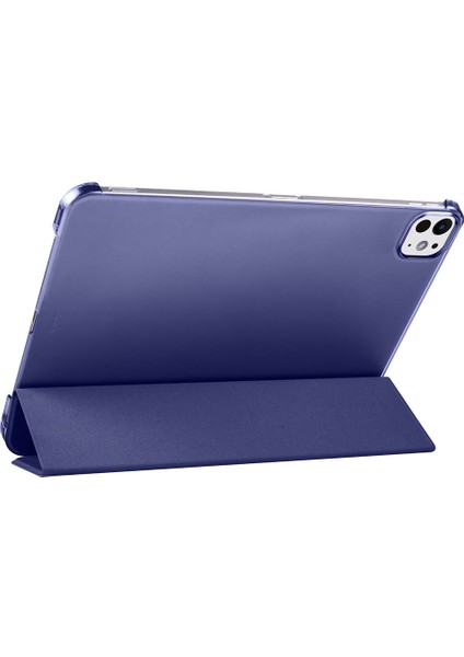 iPad Pro 11 M4 2024 A2836-A2837-A3006 Smart Cover Kalem Bölmeli Standlı 1-1 Kılıf - Gri