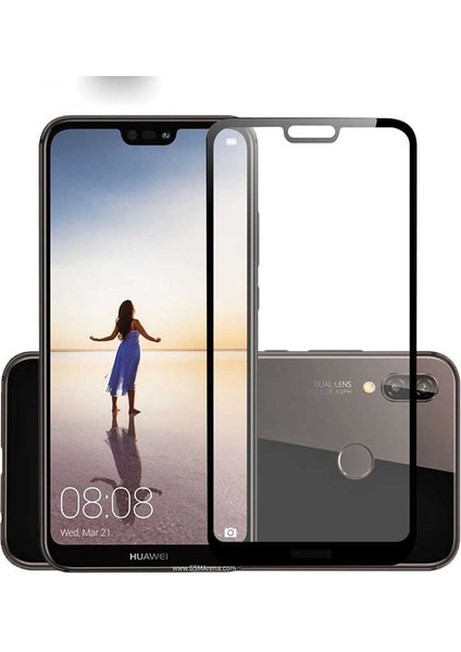 Huawei P20 Lite Ekran Koruyucu 5d Temperli Cam Koruma Siyah
