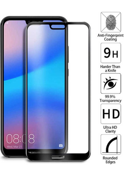 Huawei P20 Lite Ekran Koruyucu 5d Temperli Cam Koruma Siyah