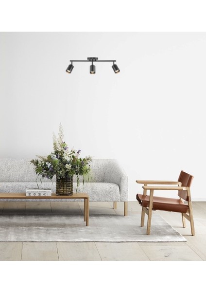 Modern LED Spot,led Avize Siyah Metal Gövde 3 x GU10 5W 3000K 360DERECE Hareketli Başlık Spot