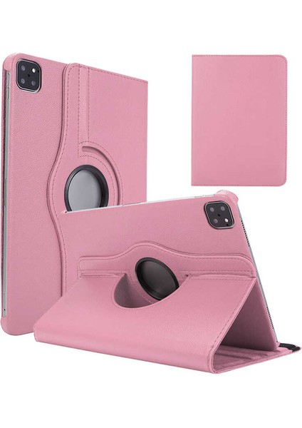Apple iPad Air 4.nesil 10.9.inç 2020 A2316-A2324-A2325-A2072 Kılıf Yatay Dikey Dönen Standlı Kılıf Pembe Açık