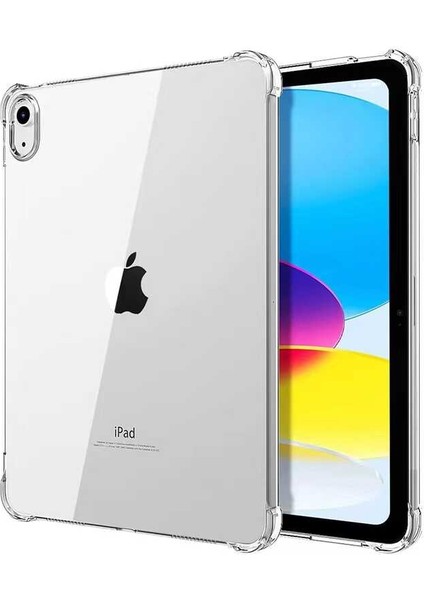 iPad 10.Nesil 10.9.İnç 2022 A2696-A2757-A2777-A3162 Köşe Korumalı Anti Shock Silikon Kapak - Şeffaf