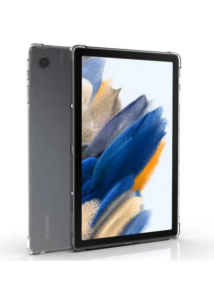 - Galaxy Tab A8 10.5.İnç SM-X200 Köşe Korumalı Anti Shock Silikon Kapak - Şeffaf - T21564