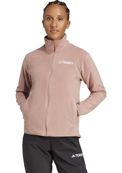 W mt Ess Fz Fl Warcl Pudra Kadın Fermuarlı Sweatshirt