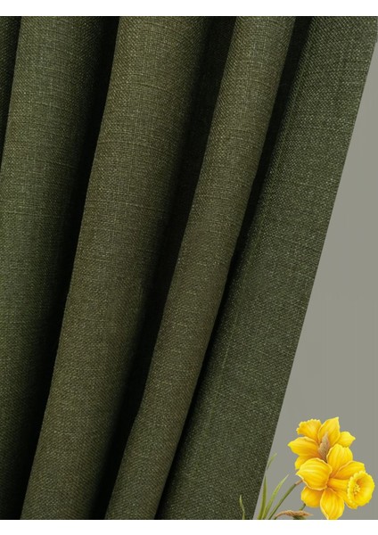 Bodrum Keten Fon Perde Haki Yeşil 1x3 Sık Pile 2 Kanat (2 Adet) fiyatları