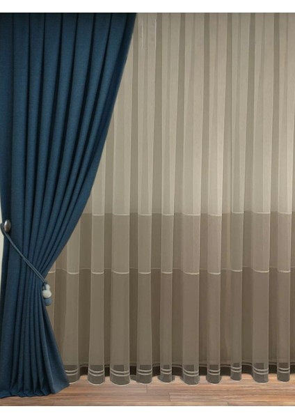 Bodrum Keten Fon Perde Indigo 1x3 Sık Pile 2 Kanat (2 Adet) fırsatları