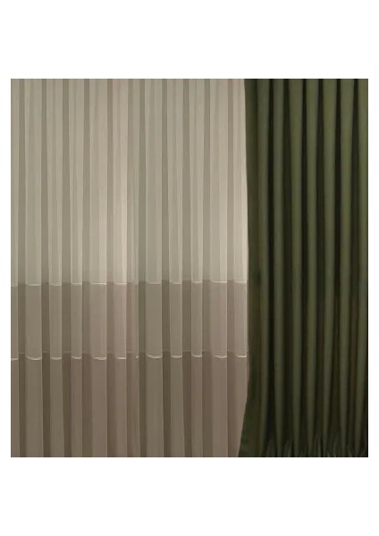 Bodrum Keten Fon Perde Haki Yeşil 1x3 Sık Pile 2 Kanat (2 Adet) fırsatları