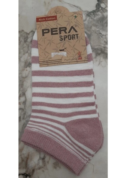Kadın Parfümlü Çizgili Patik Çorap 12'li Paket