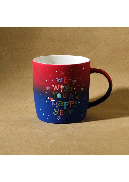 New Year Yılbaşı Soft Touch Kupa 350 ml Kırmızı