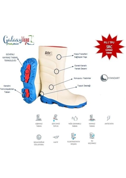 2117 Galaxy Vega Avcılık,balıkçılık,inşaat,çiftçilik ve Çok Amaçlı Boğazlı Çizme - NKT02117-SIYAH-45