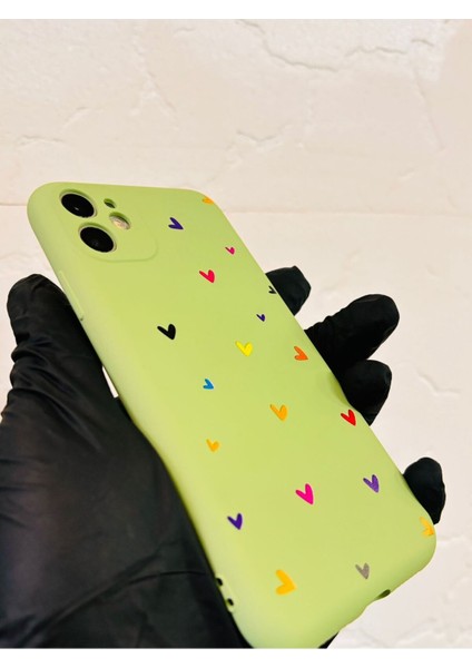 Iphone 11 Yeşil Kalp Desenli Kamera Korumalı Silikon Telefon Kılıfı fiyatları