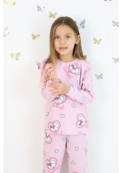 Kız Çocuk Orta Kalınlıkta Basic Baskılı Pijama Takımı
