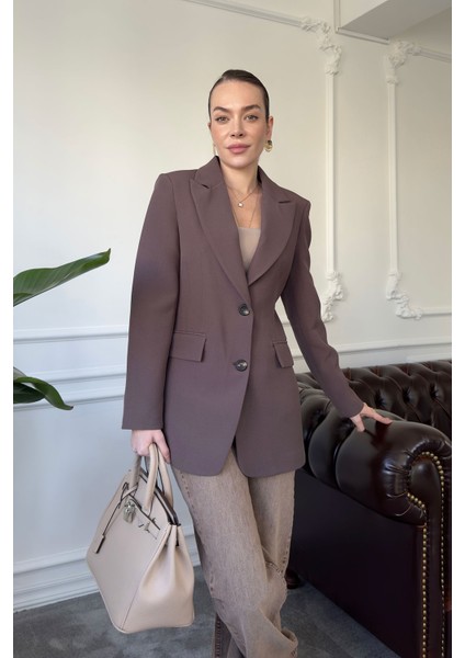 Nevür Detay Premium Blazer Ceket- Vizon fırsatları
