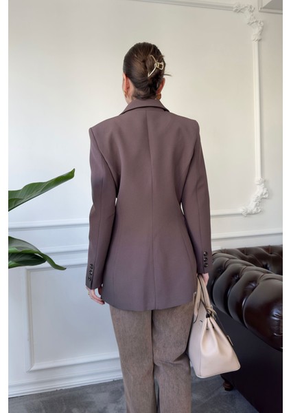 Nevür Detay Premium Blazer Ceket- Vizon indirimleri