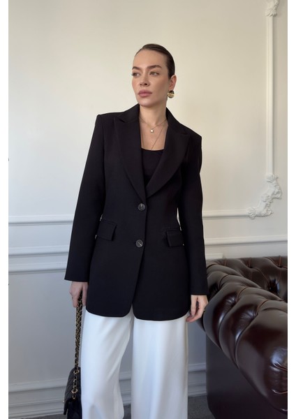 Nevür Detay Premium Blazer Ceket- Siyah
