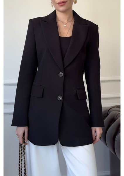 Nevür Detay Premium Blazer Ceket- Siyah
