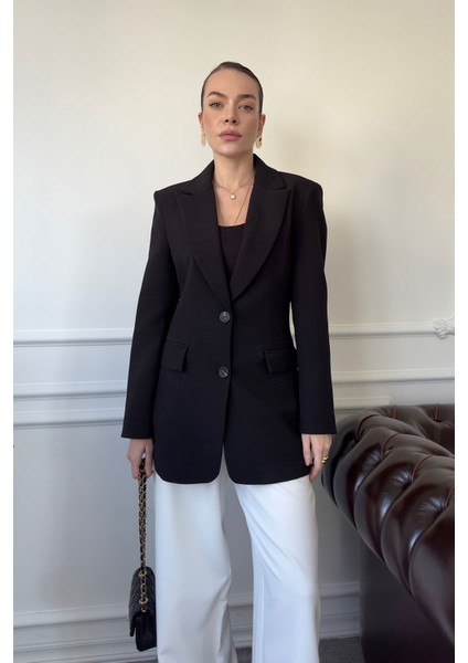 Nevür Detay Premium Blazer Ceket- Siyah