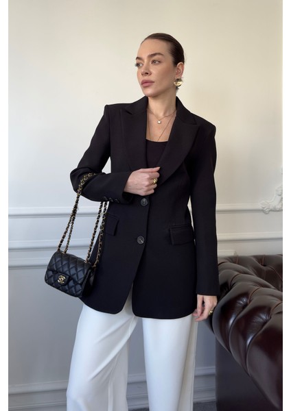 Nevür Detay Premium Blazer Ceket- Siyah