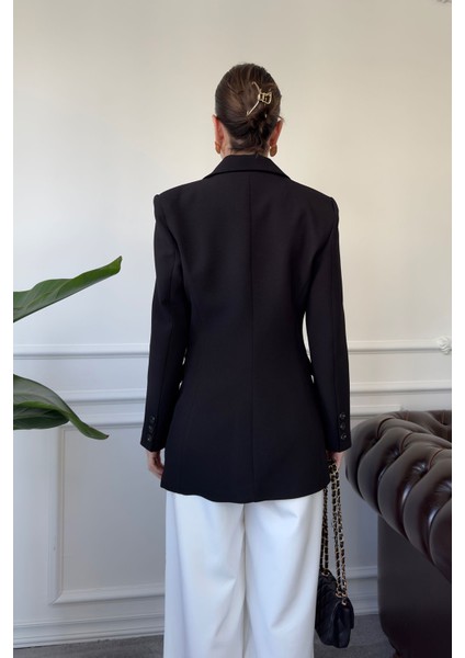 Nevür Detay Premium Blazer Ceket- Siyah