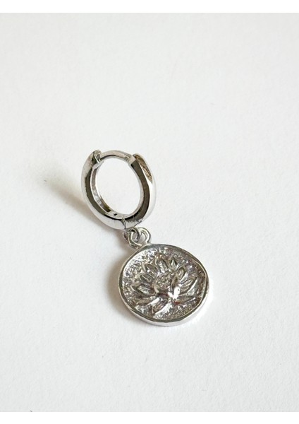 925 Ayar Gümüş Mini Lotus Tek Küpe-Silver
