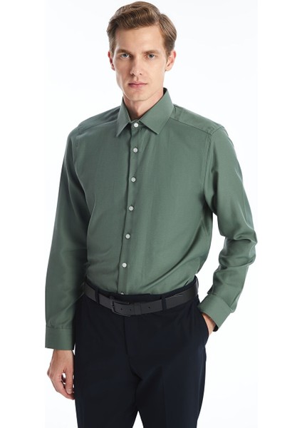 Yeşil Slim Fit Uzun Kollu Oxford Erkek Gömlek