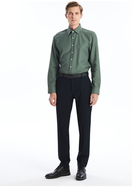 Yeşil Slim Fit Uzun Kollu Oxford Erkek Gömlek