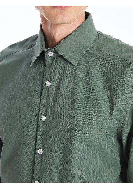 Yeşil Slim Fit Uzun Kollu Oxford Erkek Gömlek