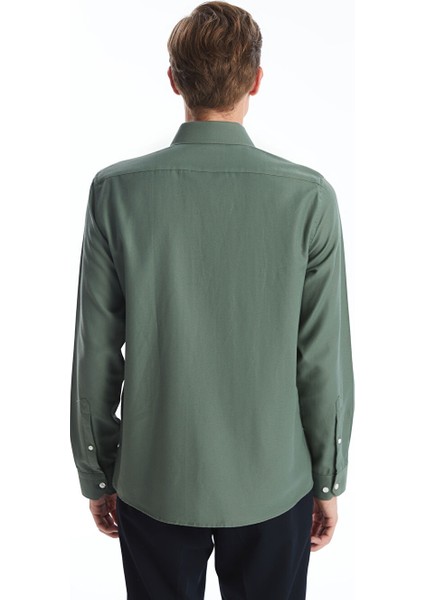 Yeşil Slim Fit Uzun Kollu Oxford Erkek Gömlek