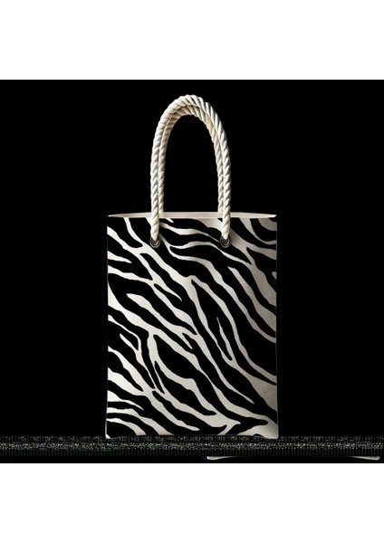 Desenli Plaj Çantası Zebra Desen Temalı Fermuarlı Bez Çanta fiyatları