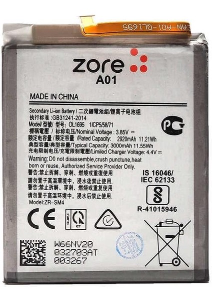 Galaxy A01 Zore Tam Orjinal Batarya