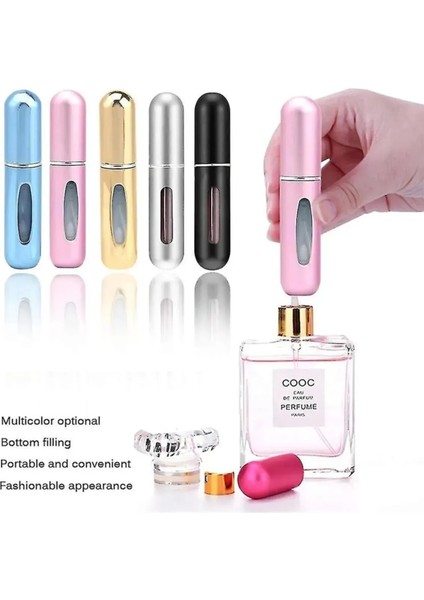 Tineke Parfüm Şişesi Çanta Içi Mini Doldurulabilir Seyahat Cep Yedek Parfüm Şişesi 5 ml 1 Adet