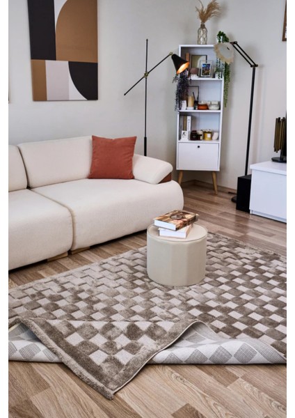 Apex Orion 4212 Kahverengi Kabartmalı Modern Makine Halısı