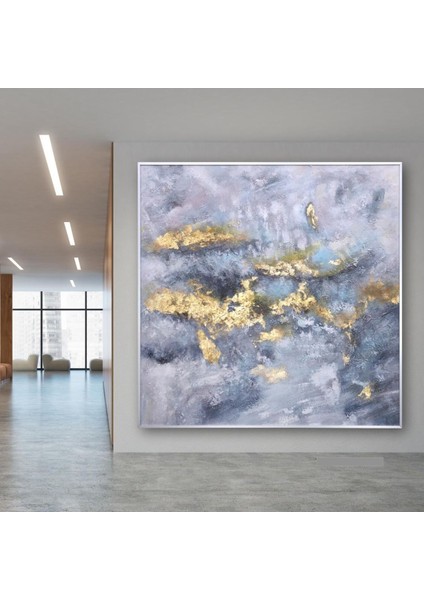 Soyut Gold El Yapımı Yağlı Boya Tablo 84X84CM